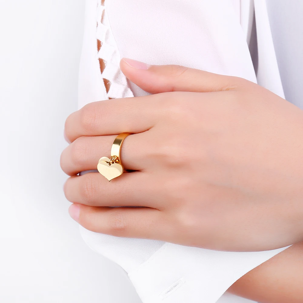 Double Heart Stainless Steel Rings for Women Gold Silvery Wedding Engagement Charm Female Rings 2021 Trend Jewellery Party Gifts