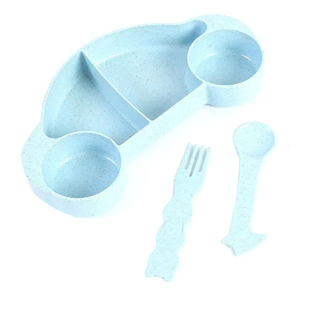 Type B Blue Модный из пшеничной соломы детская посуда для детей детская посуда набор посуды миска для кормления детская посуда столовая посуда - Цвет: Type B Blue