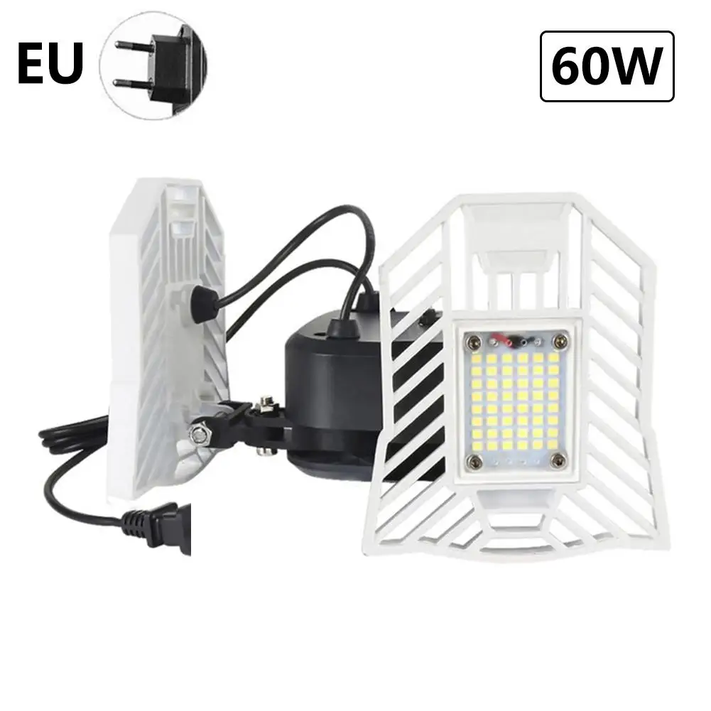 White with EU Plug AC85-265V 60 Вт регулируемый деформируемый светильник для гаража водонепроницаемый SMD2835 144Led Шахтерская лампа для комнатной парковки Промышленный Склад - Цвет: White with EU Plug