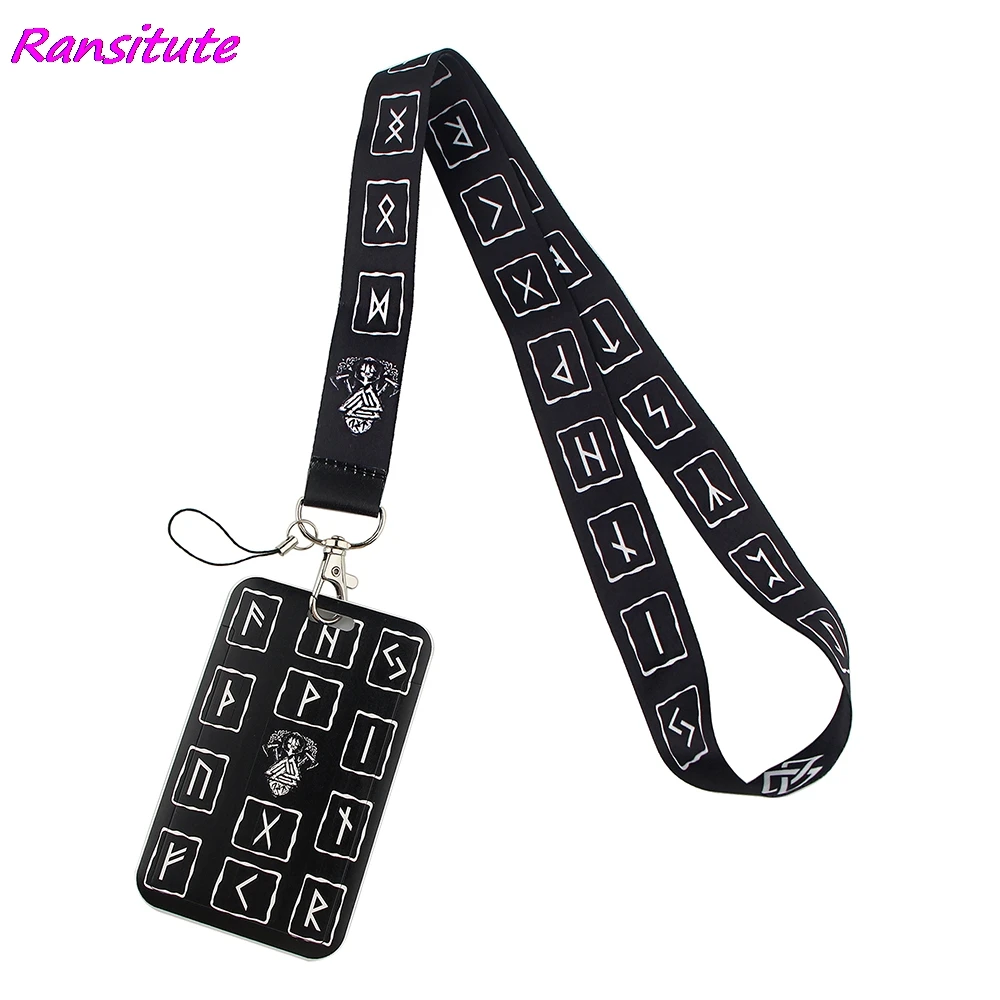 

Ransitute R1503 Cool Viking Rune Painting Art Key Chain Lanyard Neck Strap For Phone Keys ID Card Creative Lanyards Card Holder