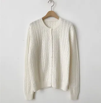 

CBAFU wool cashmere women sweater cardigans long sleeve single breasted knitted jacket thin sweater coat spring autumn P530