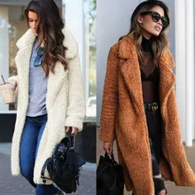 Kpop длинная куртка с мишкой Тедди женское пальто зимнее толстое теплое пальто больших размеров Женское пальто из искусственного меха ягненка однотонная верхняя одежда популярная женская куртка