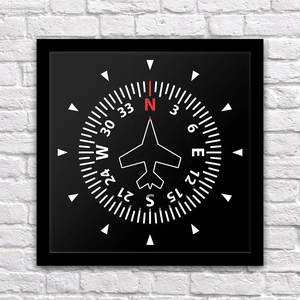 Aircraft Instrument Flight Control Panel Clever Clock Frame Aviation Compass Direction Modern Design Art Timepiece Table Clock Just6F