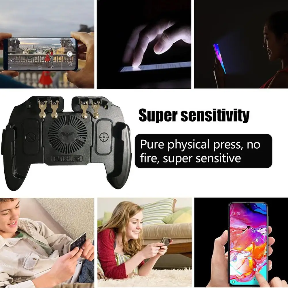  M11 Six Finger PUBG Game Controller Gamepad Trigger Shooting Free Fire Cooling Fan Gamepad Joystick