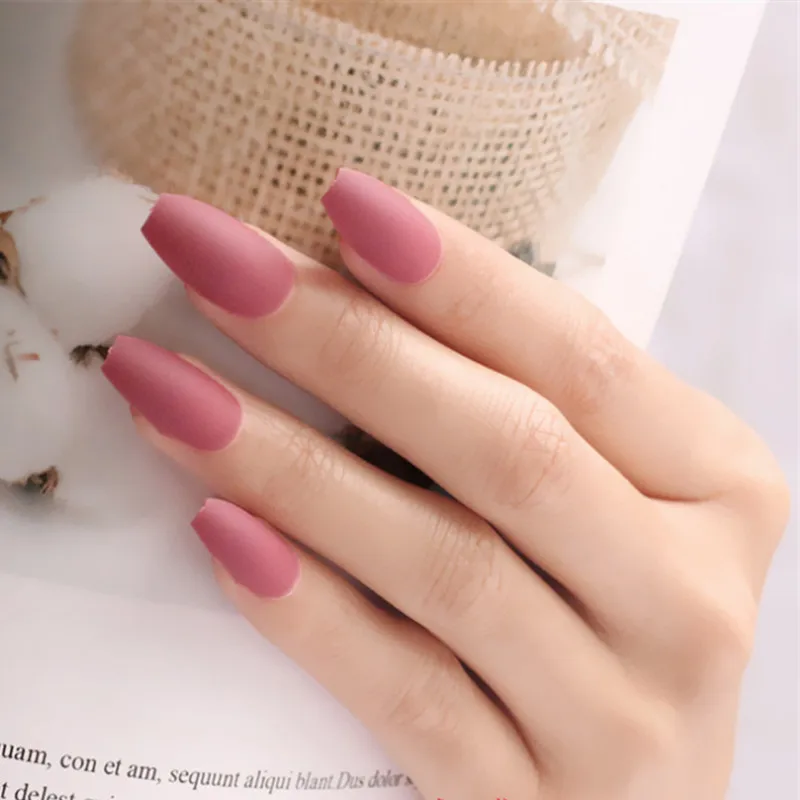 matte-m13-389 Серые короткие балерины накладные ногти матовые Takma Tirnak искусственные ногти с клейкими вкладками гроб Im пресс на поддельные ногти для девочек - Цвет: matte-m13-389