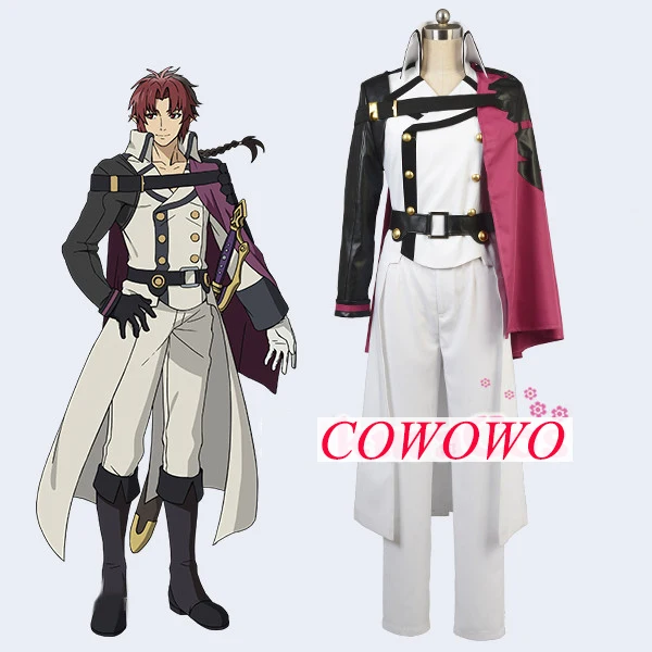 Аниме! Seraph of the end Crowley Eusford боевой костюм Готический белый униформа Косплей Костюм Хэллоуин на заказ любой размер