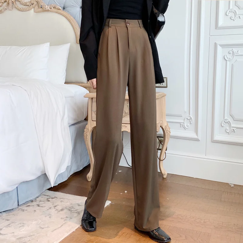high waist pants Vertical Straight Pants Loose Women's Spring and Autumn Work Clothes Wide Leg Are Thin | Женская одежда