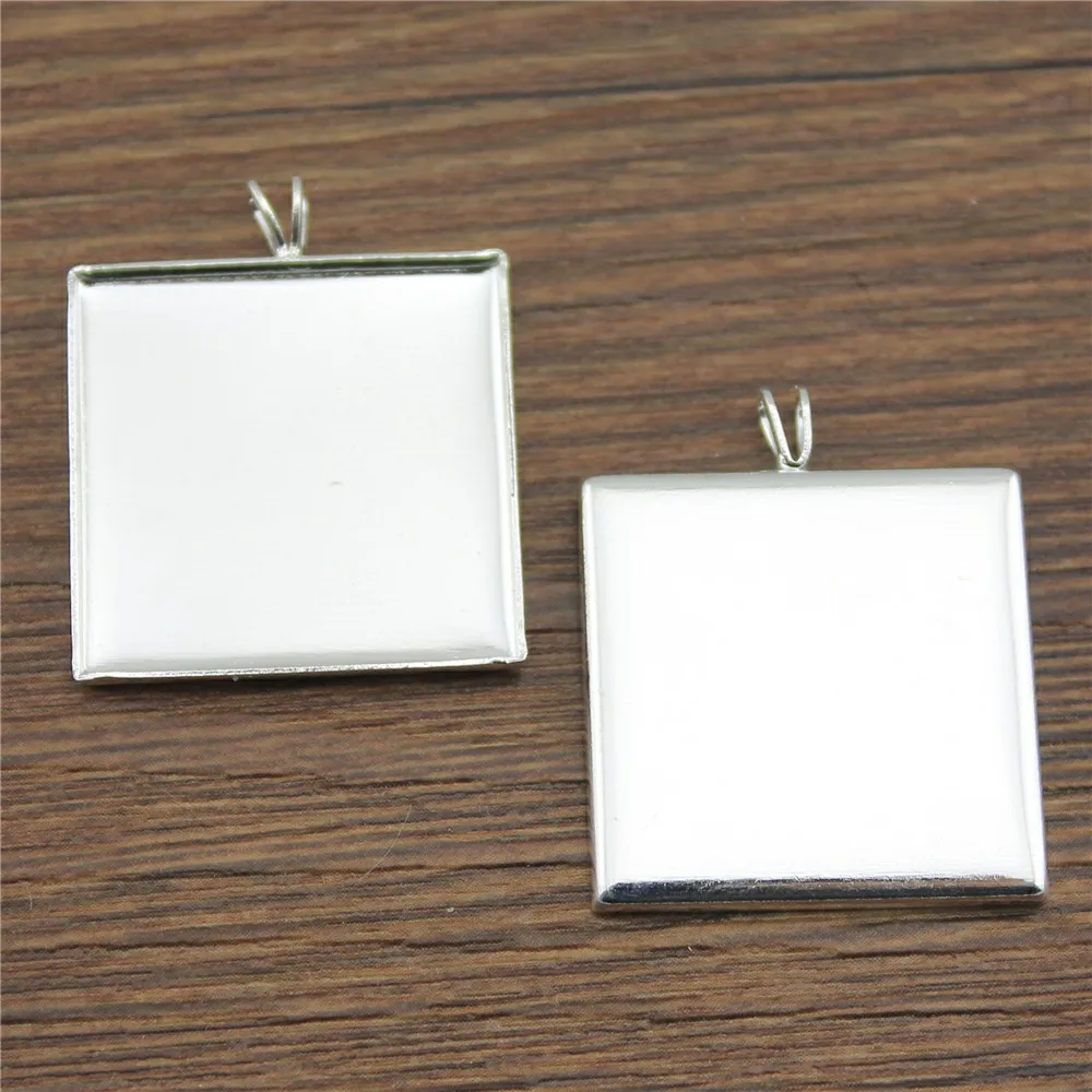 WYSIWYG 5pcs Fit 25mm Square Glass Cabochon Simple V-Style Cameo Setting Base Pendant Tray Blank Bezels | Украшения и аксессуары