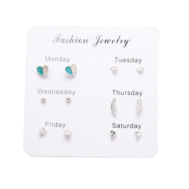 Fashion 3/6 Pairs Women's Earrings Korean Heart Stud Earrings for Women Pearl Earring Set 2021 Earings Jewelry Brincos Gifts