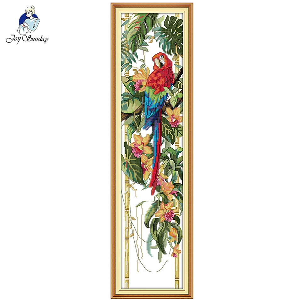 Joy Sunday Scarlet macaw вышивка крестиком напечатанный холст наборы для вышивки 14CT животное ткань Счетный DIY рукоделие DMC домашний декор