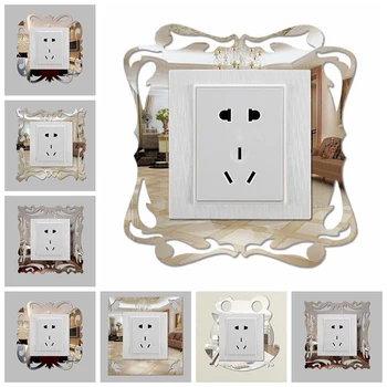 

New 1 Pcs Switch Sticker Frame Decor Supplies Surround Wall Sticker 3D Mirror Fits for 88x88mm Wall Light Switch Home Decoration
