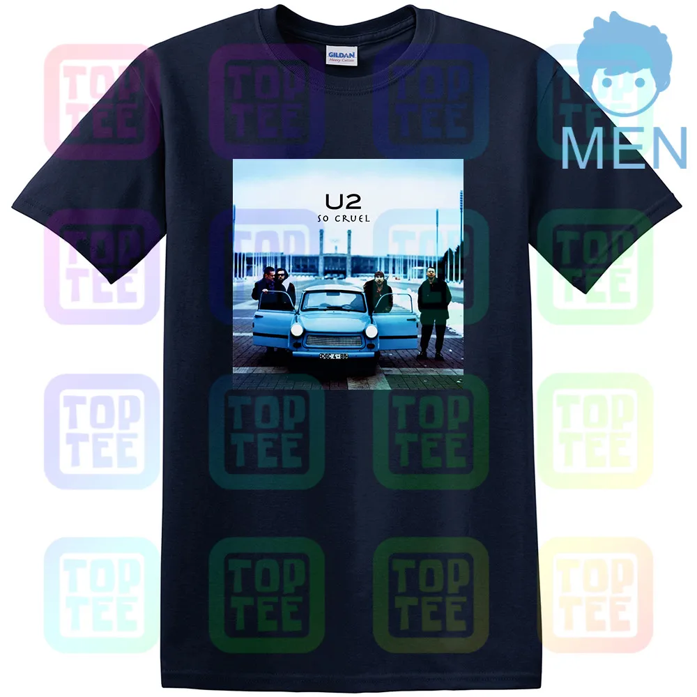 MEN-NAVY Новинка U2 So Cruel Rock Логотип музыкальной группы Мужская Черная Футболка размер S до 3XL - Цвет: MEN-NAVY