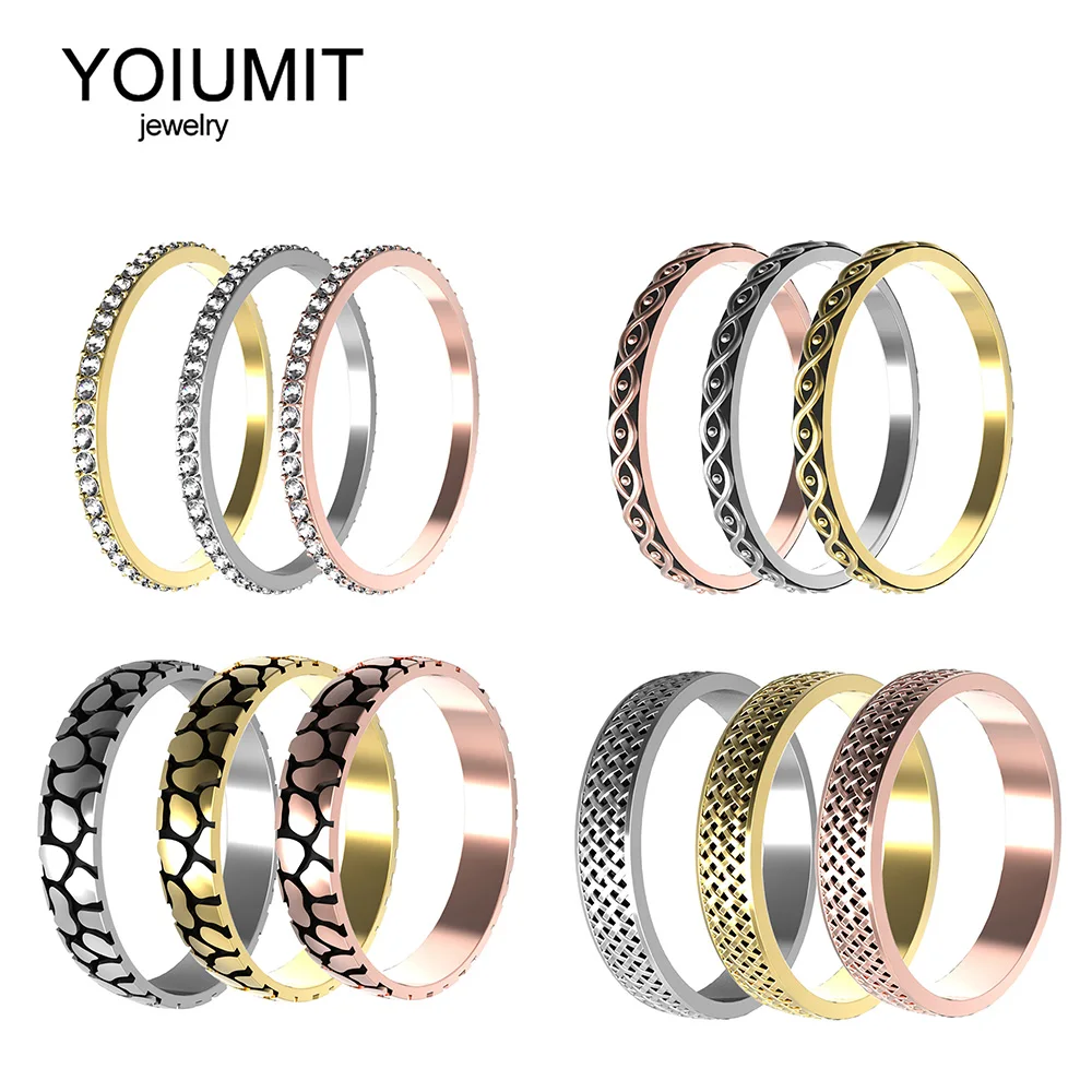Yoiumit Copper Inner Rings Stackable Filled Ring For Women 2mm Width