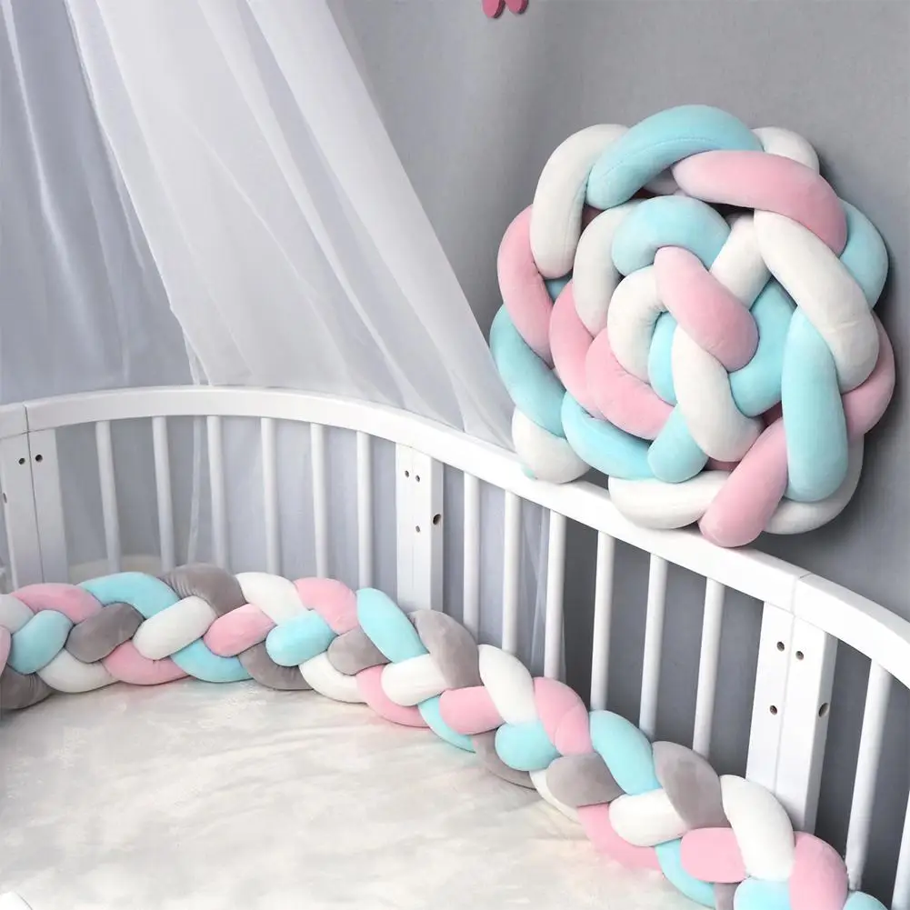 

Kidlove 4 Knot Baby Bed Bumper Crib Sides 4 Braid Crib Pad Protection for Infant 2M/3M