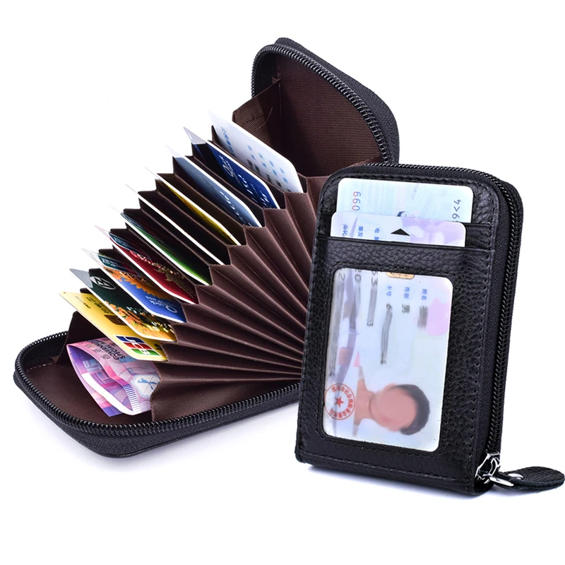 

Genuine Leather 14 Card Slots Credit Card Holder Wallets Female Card Case Women Pillow Card Purse Cards Pack