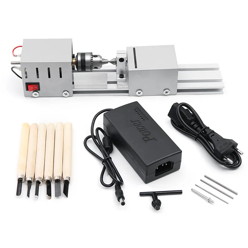 

96W DC12-24V Mini Wood Lathe Beads Saw Machine Set Woodworking DIY Beads Polishing Cutting Drill