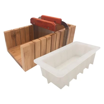 

Wooden Soap Loaf Cutter Mold and Soap Cutter Set + 1 Pc Rectangle Silicone Mold +1 Pc Straight Cutter + 1 Pc Wavy Cutter