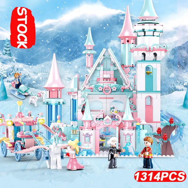 

MOC Blocks Toys Legoinglys Snow Frozeninglys 2 Girl Princess Ice Castle carriage Friends 41055 Set Christmas Gifts Lepinblocks