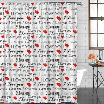 

Valentine's day themed Love Design Shower Curtain I Love You And Heart
