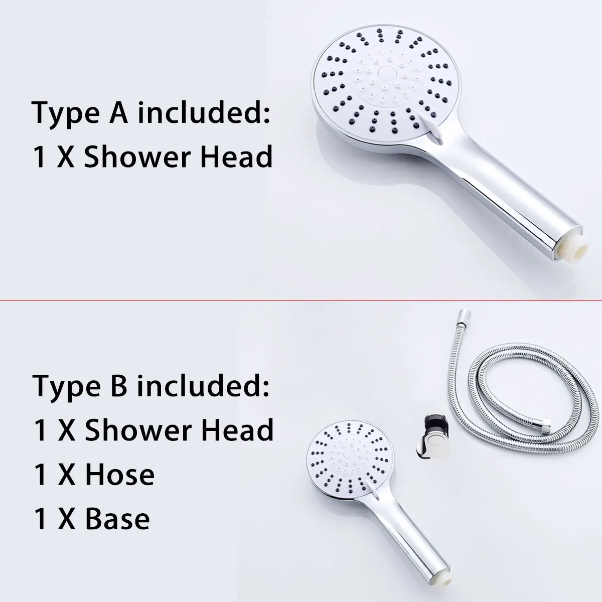 Detachable Bathroom Shower Head Big Panel Round rain head Water Saver Showerhead 5 modes Stainless Steel Handheld Shower Heads