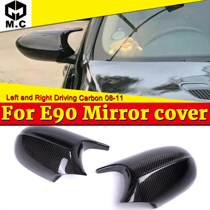 

For BMW 3 Series LCI E90 Sedan Side Mirror Cover Cap Add on style M3 Look 100% Vacuumed Dry Carbon Fiber Replacement 2Pcs 08-11