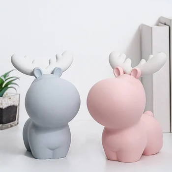 

Cute Resin Elk Model Piggy Bank Home Decoration Modern Deer Figurines Coin Money Bank Childern's Room Decorative Birthday Gifts