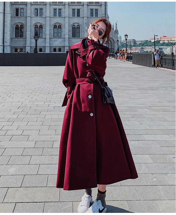 X-Long пальто для женщин весенне-осеннее пальто женский темперамент Тонкий Пояс Тренч пальто женские однобортные пальто