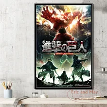 Pósteres e impresiones de Attack On Titan, pintura en lienzo de Anime japonés, imágenes de pared para arte de sala de estar, decoración decorativa para el hogar, afiche