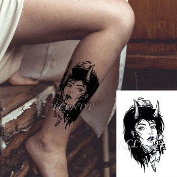 

Waterproof Temporary Tattoo Sticker Sexy Girl Antler Chinese Word "zui" Geometric Patterns Fake Tatto Flash Tatoo for Men Women