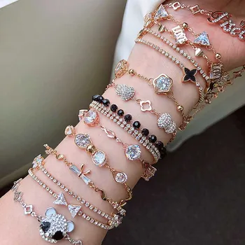 

30 Pcs/lot simple fashion women zircon bracelet luxury alloy bracelet women jewelry wholesale 1031-49
