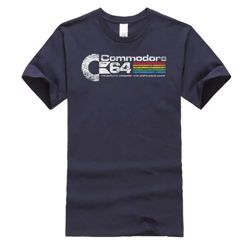 Commodore_64__8299 Funny Casual Tops T Shirt Crew Neck Autumn Pure Cotton Short Sleeve T-shirts for Men Design T Shirt Commodore_64__8299 navy