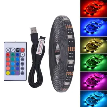 

0.5m 2m 3m 5m LED Strips Lamp SMD5050 IP65 RGB Strip LED Light Flexible Ribbon Stripe DC 5V RGB Diode Tape IR Controller Adapter
