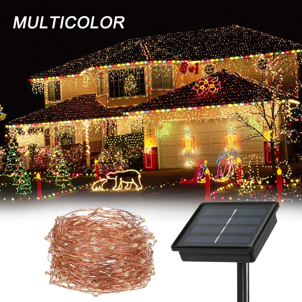 

Solar String Light 72ft 100 LED Solar Garden Rope Light String 8 Modes Warm White/RGB Light for Party Festival Home Decoration