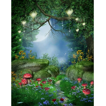 

Enchanted Forest Backdrop Mushrooms Lanterns Photo Background Fairy Forest Backdrops Children Kids Birthday Party Studio Props