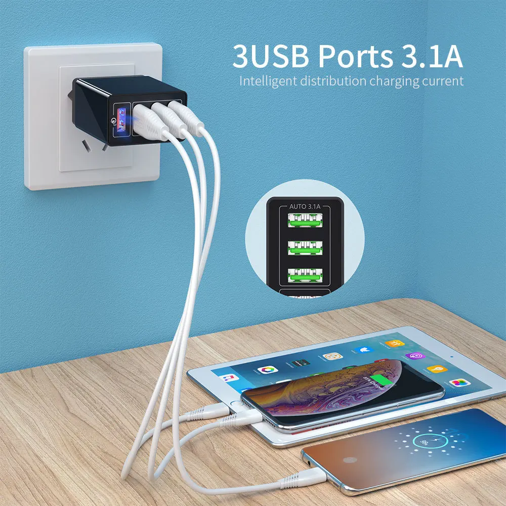Быстрая зарядка 3,0 зарядное устройство USB 30 Вт QC3.0 Быстрая зарядка для iPhone 11Pro Max Xiaomi Mi 9 huawei Mate10 P30 Pro samsung S8 S9