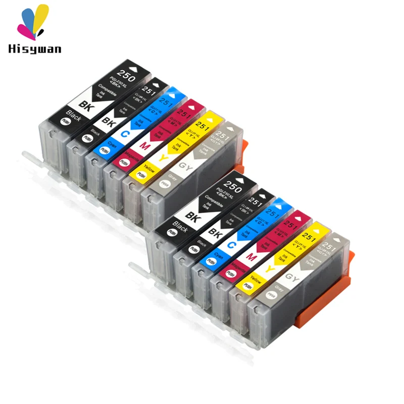 Чернильный картридж Hisywan PGI250 CLI251 для принтера Canon PGI 250 PIXMA MG5420 IP7220 MX722 MX922 MG5520 MG6420