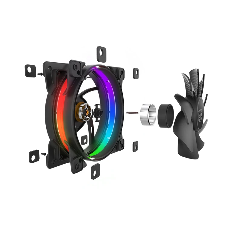 PcCooler 12cm/120mm 5PCS RGBFan 4 Pin PWM Computer Case Fan LED CPU Cooler Fan with Controler 12V/5V