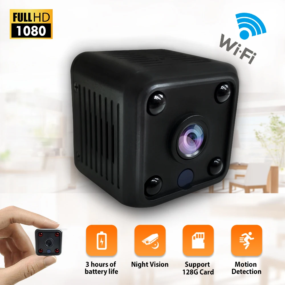 Мини камера HD видеокамера IP 1080P датчик ночного видения WIFI удаленный монитор