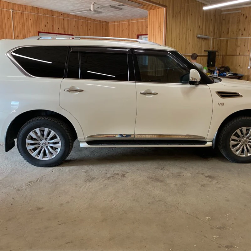 Для Nissan Patrol Y62 Armada 2010- Аксессуары хромированная боковая формовочная Накладка для Nissan Patrol Запчасти 4 шт