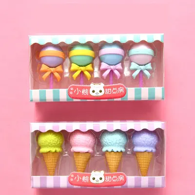 Милые Мультяшные Ластики для детей, Kawaii, ластик для еды, Набор детских канцелярских принадлежностей, подарочный набор для студентов
