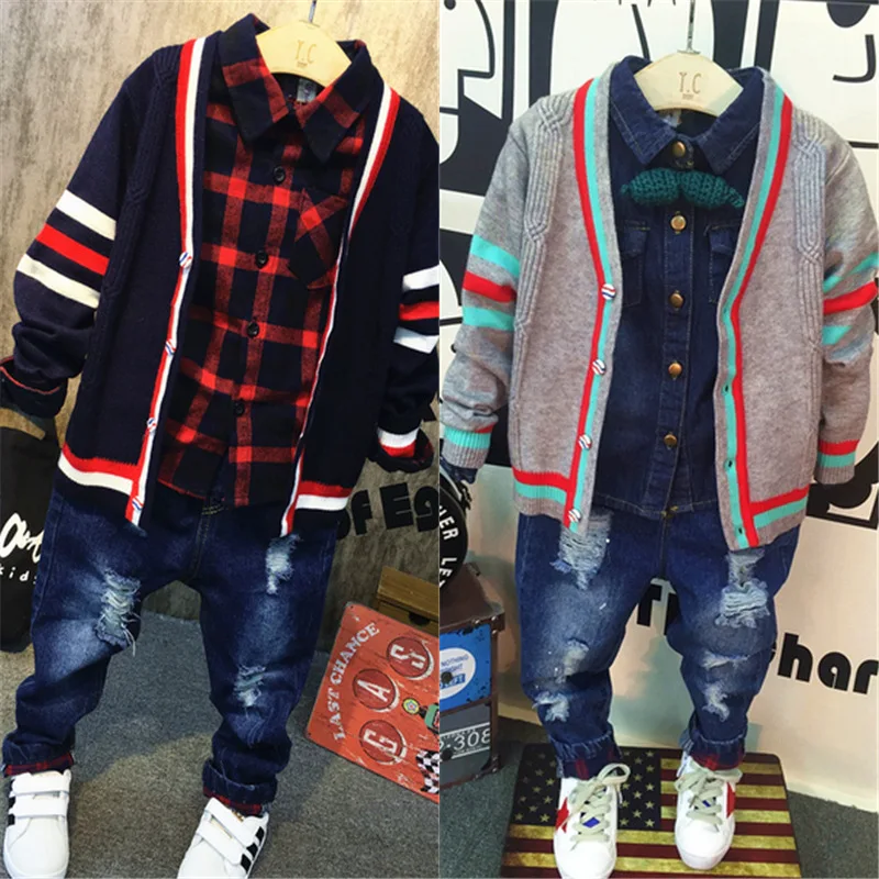 

Childrenswear BOY'S Knitted Sweater Stripes Yarn Cardigan Sweater 2020 Spring And Autumn Winter New Style 2-7-Year-Old