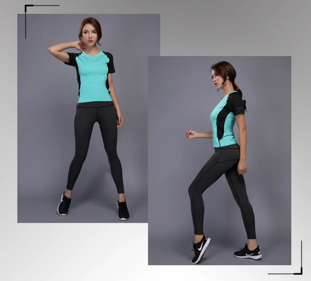 Women Sportswear Yoga Clothing Fitness Clothes Running Tennis Short Sleeve Shirt Yoga Leggings Jogging Workout Sport Suit