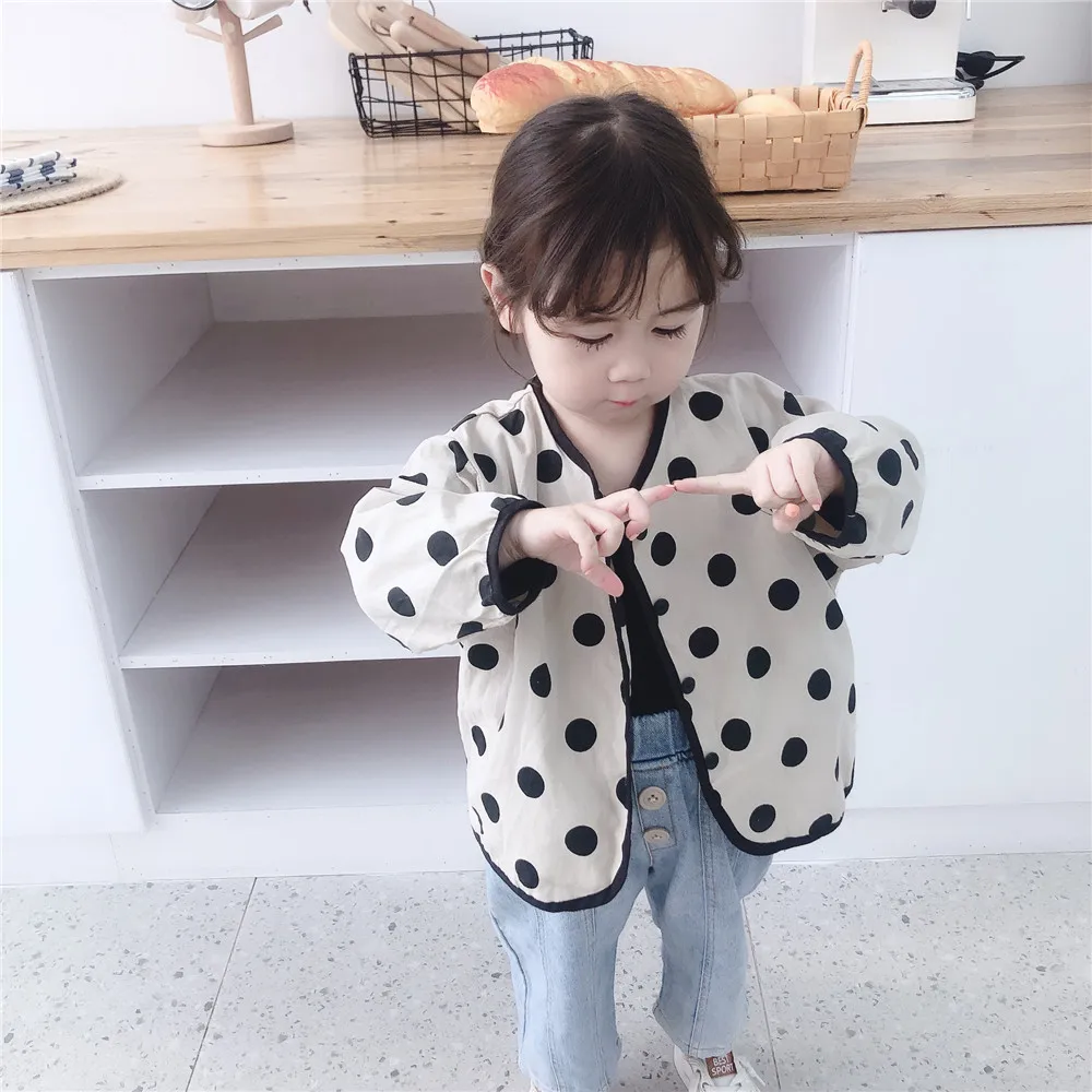 

Ins Autumn Kids Jacket For Girls Polka Dot Boys And Girls Windbreaker Sunscreen Cardigans Fashion Children Outerwear