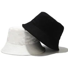 

Black Solid Dots Bucket Hat Two Side Wear Unisex Simple Bob Caps Hip Hop Gorros Men Women Panama Cap Beach Fishing Boonie Sunhat