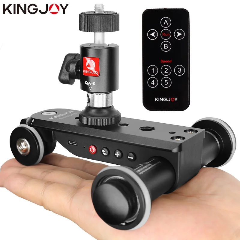 KINGJOY cabeza PPL-06S lapso de tiempo Mini motorizado eléctrico pista Slider Motor Dolly coche del camión para videocámara Cámara Dolly para cámara