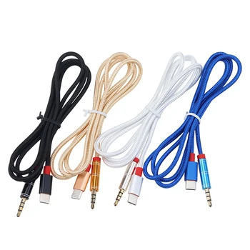 

1m USB Type C Male AUX Audio Cable to 3.5mm Jack Male Speaker Wire For Headphone Aux Cord for Xiaomi Samsung Huawei 500pcs