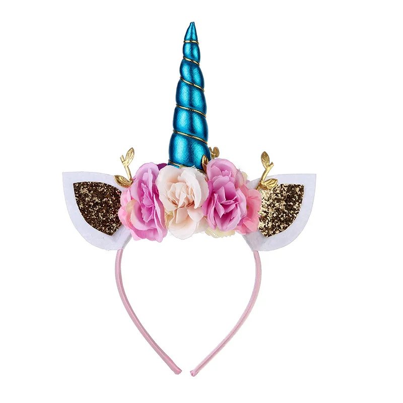 Вечерние украшения в виде единорога для детей, аксессуары для волос, цветная повязка на голову с изображением единорога и цветов для девочек, праздничный декор для дня рождения - Цвет: Style 21