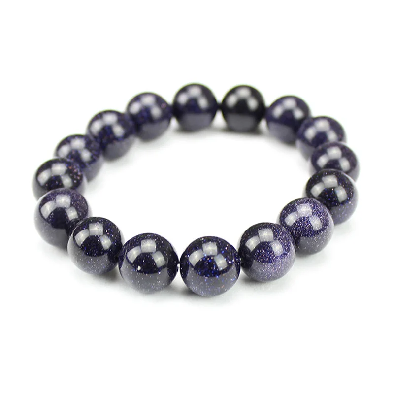 

Drop Shipping Blue Sand Stone Bracelets Gifts For Women Girlfriend Aventurine Bracelet Round Beads Fine Crystal Jewelry