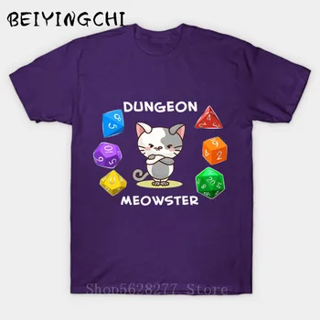

Dice D20 T Shirt Dungeons And Dragons Tshirt Men Cotton Digital Print High Quality Tees Video Game Dungeon Meowster T-shirt Tops