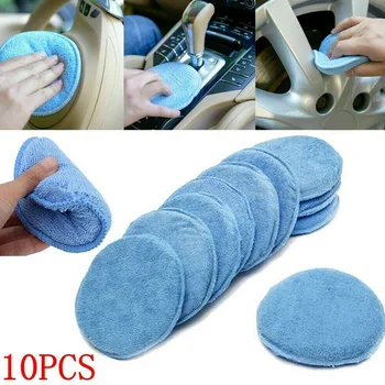 

10pcs Blue Sponges Car Waxing Polish Microfiber Foam Applicator Cleaning